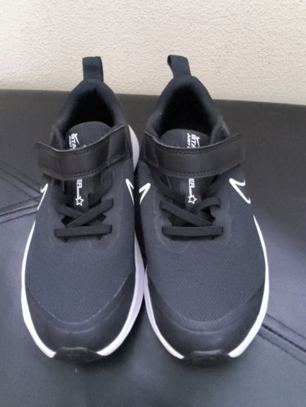 Nike Kids Black and White Hook-and-Loop Sneakers